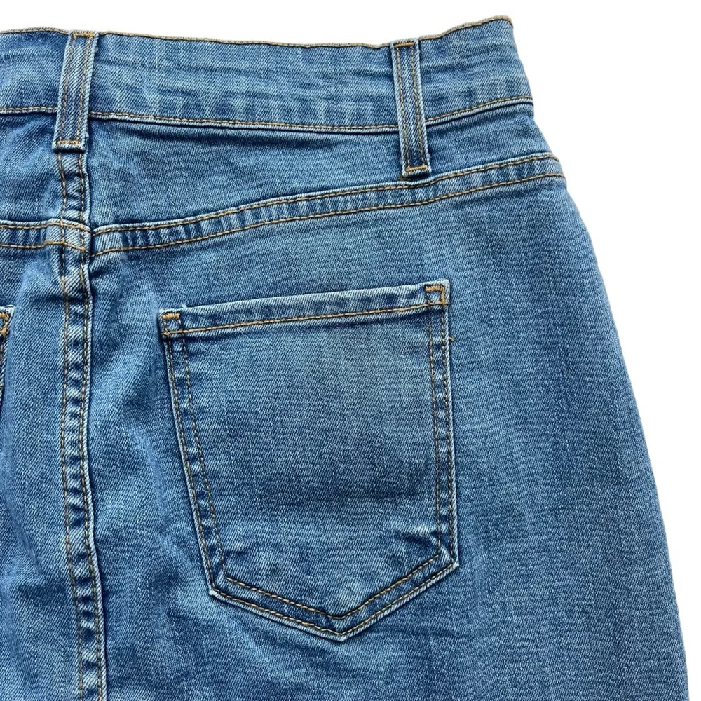 O2 Denim Womens Small Medium Wash Ain't No Other High Waisted Denim Skirt SK9002
